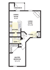 1 Bed 1 Bath Floor Plan 1 Bed 1 Bath Floor Plan at BrookStone Village, Ohio, 45209